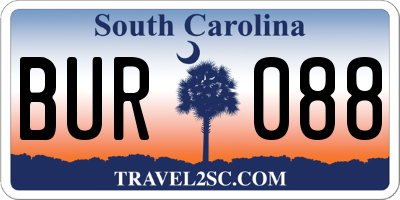 SC license plate BUR088