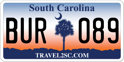 SC license plate BUR089