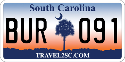 SC license plate BUR091