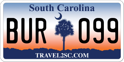 SC license plate BUR099