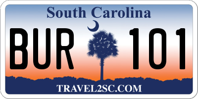 SC license plate BUR101