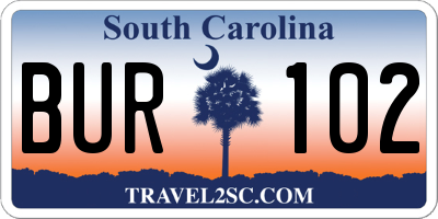 SC license plate BUR102