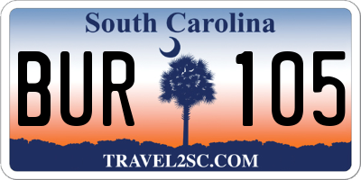 SC license plate BUR105