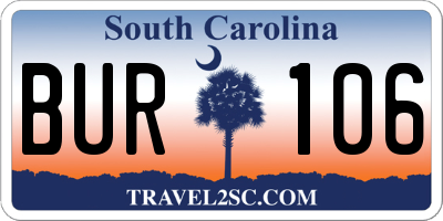 SC license plate BUR106