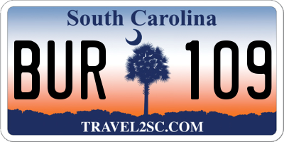 SC license plate BUR109