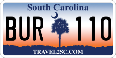 SC license plate BUR110