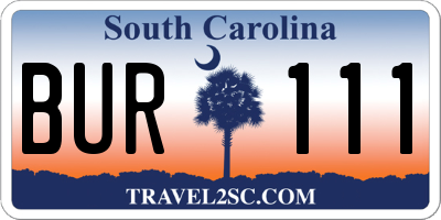SC license plate BUR111