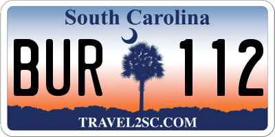 SC license plate BUR112