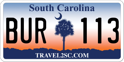 SC license plate BUR113