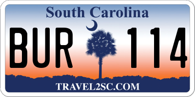 SC license plate BUR114