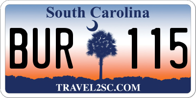 SC license plate BUR115