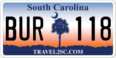 SC license plate BUR118