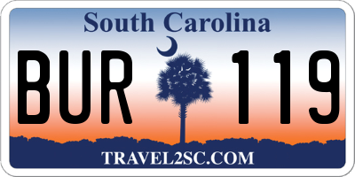 SC license plate BUR119