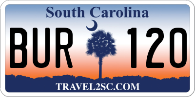 SC license plate BUR120