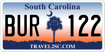 SC license plate BUR122
