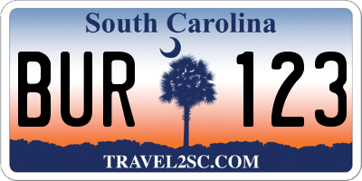 SC license plate BUR123