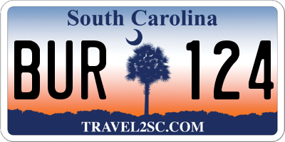 SC license plate BUR124