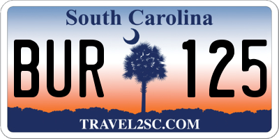 SC license plate BUR125