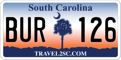 SC license plate BUR126