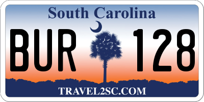 SC license plate BUR128