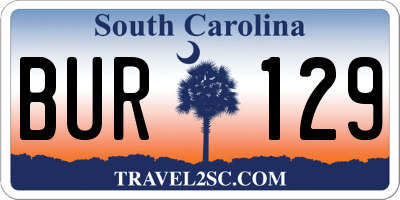 SC license plate BUR129