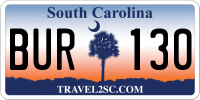 SC license plate BUR130