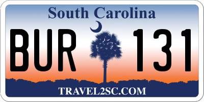 SC license plate BUR131