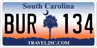 SC license plate BUR134