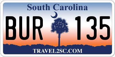 SC license plate BUR135