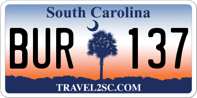 SC license plate BUR137