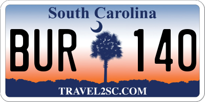 SC license plate BUR140