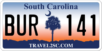 SC license plate BUR141