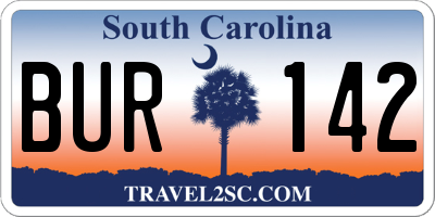 SC license plate BUR142