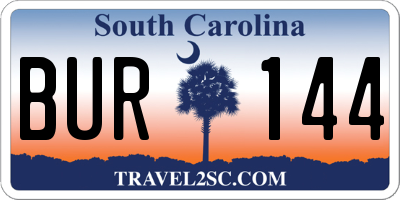 SC license plate BUR144