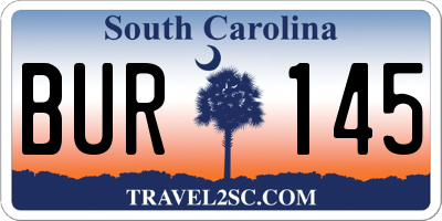 SC license plate BUR145