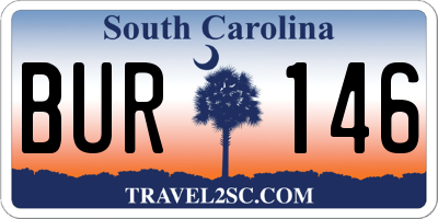 SC license plate BUR146