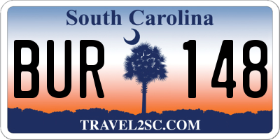 SC license plate BUR148