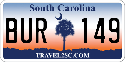 SC license plate BUR149