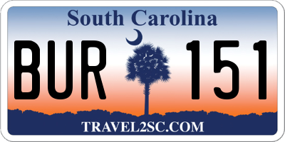 SC license plate BUR151