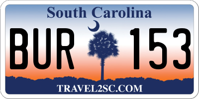 SC license plate BUR153