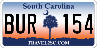 SC license plate BUR154