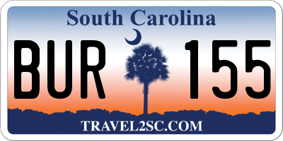 SC license plate BUR155