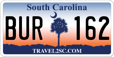 SC license plate BUR162