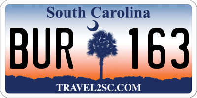 SC license plate BUR163
