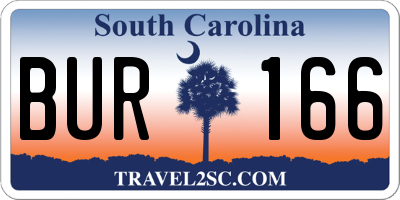 SC license plate BUR166