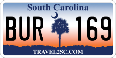 SC license plate BUR169