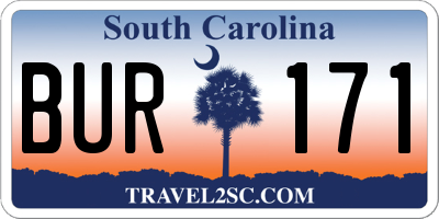 SC license plate BUR171