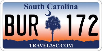 SC license plate BUR172