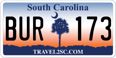 SC license plate BUR173