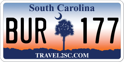 SC license plate BUR177